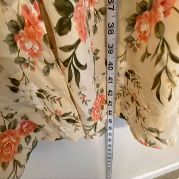 Floral midi dress sweetheart neckline button front puff sleeve feminine Dress XS - Picture 8 of 12